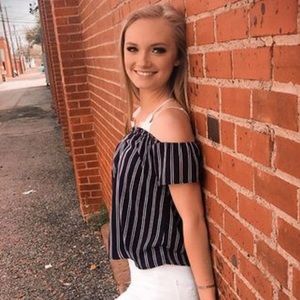 papaya off the shoulder navy top size-Small